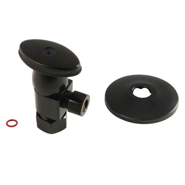 Kingston Brass 5/8"O.D x 3/8" O.D Anti-Seize Deluxe Quarter Turn Ceramic Hardisc Cartridge Angle Stop, Matte Black CD53300VAK - main